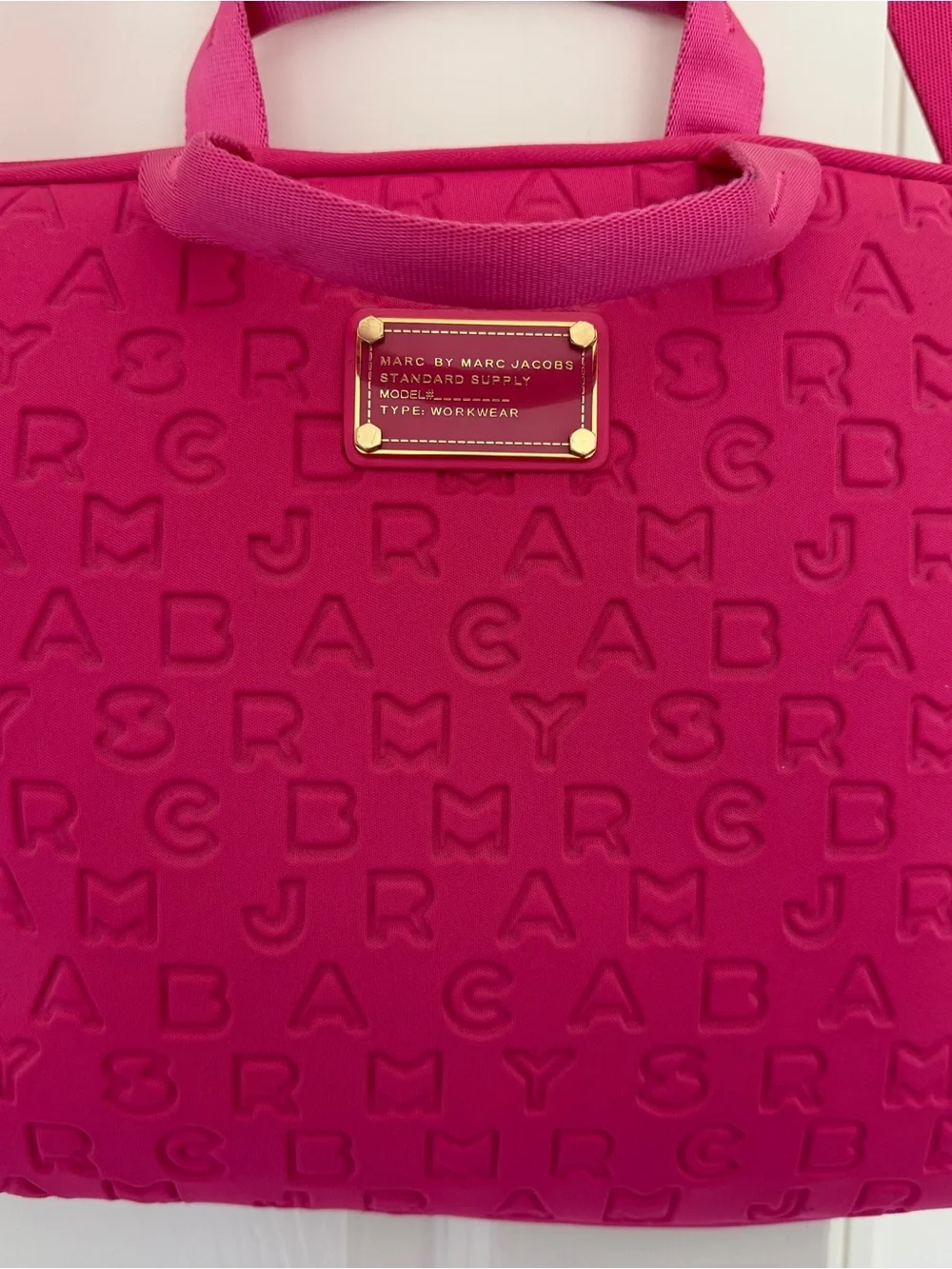 Marc by Marc Jacobs Fuchsia Embossed Laptop Bag